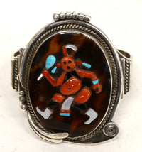 Zuni Inlay Mudhead with Rattle Cuff Bracelet by Augustine & Rosalie Pinto