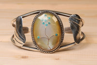 Zuni Cuff Bracelet: Inlaid Floral Motif