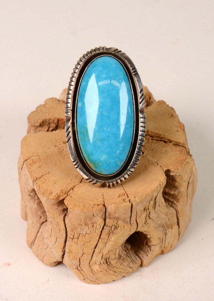 Navajo Sterling Silver and Turquoise Size 7.5 by William G Johnson