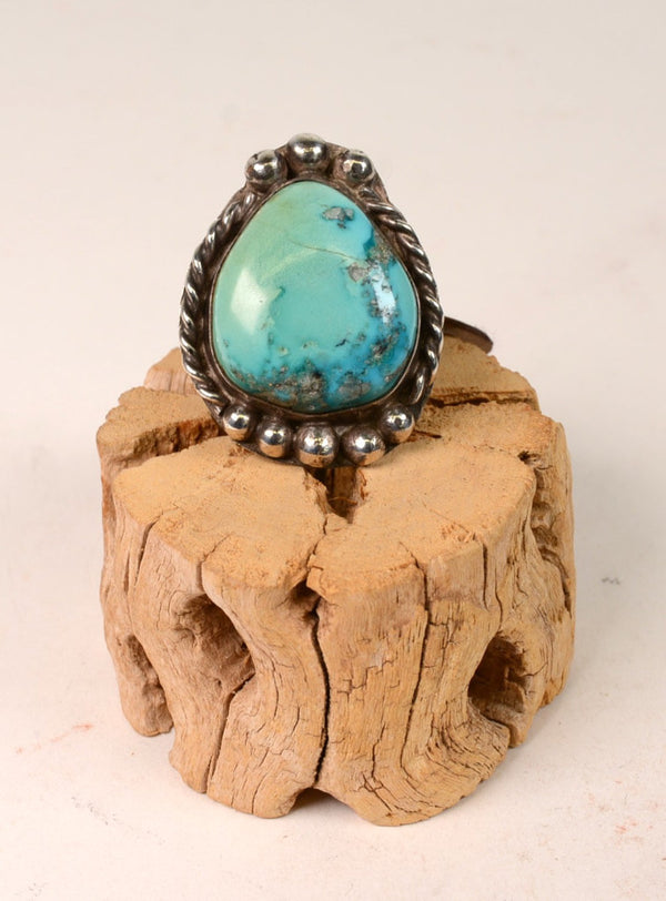 Navajo Sterling Silver and Natural Turquoise Ring Size 6
