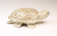 Larger Zuni Stone Turtle Fetish with 5 Turquoise Insets