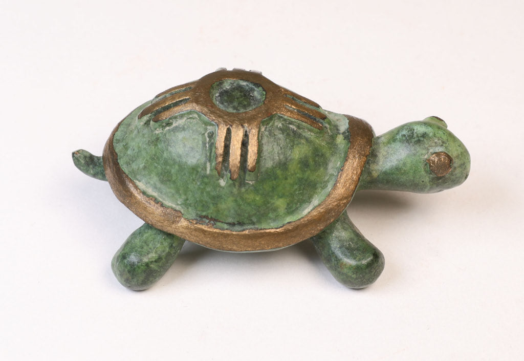 Zuni Bronze Green Metal Turtle Fetish