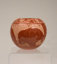 Sioux Redware Pottery by Red Starr  Sunface and Bears "83 J-1"