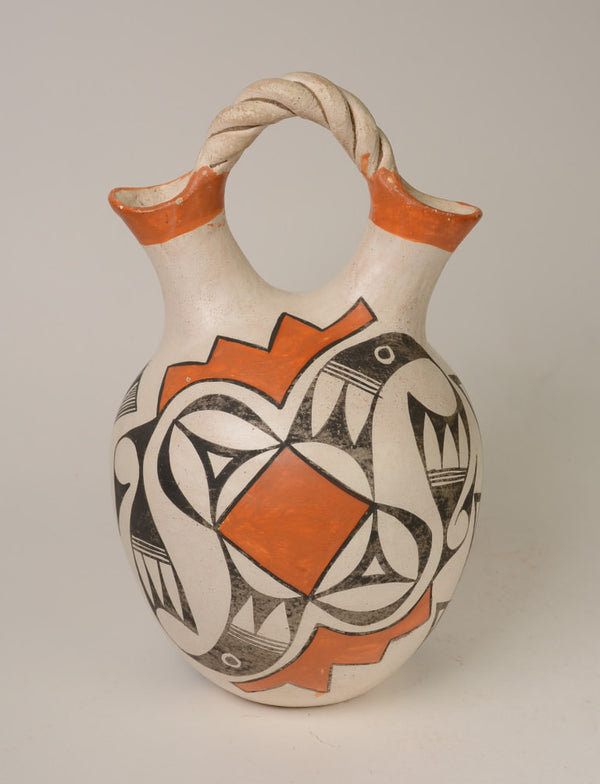 Acoma Pot Wedding Jar with twisted handle by Ethel Shields