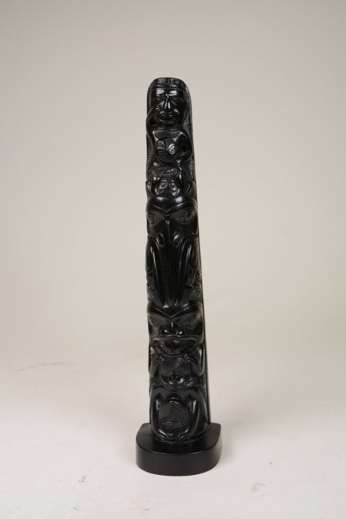 Model Totem Pole; Museum Reproduction of Argilite Pole
