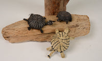 Pima Turtle Baskets - 2 Horsehair and 1 Grass figures