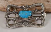 Navajo Sterling Silver Buckle with Turquoise
