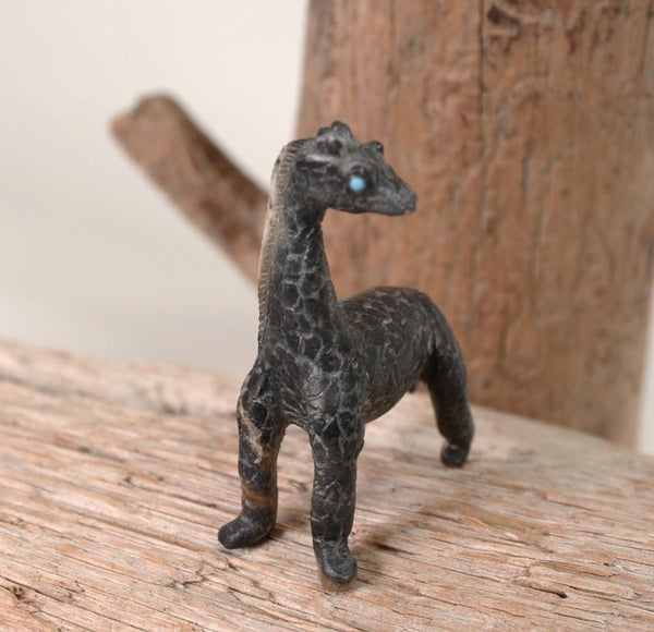 Zuni Giraffe Fetish with 2 Turquoise Eyes