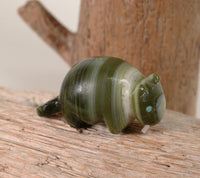 Zuni Fetish Green and White Beaver Turquoise Eyes