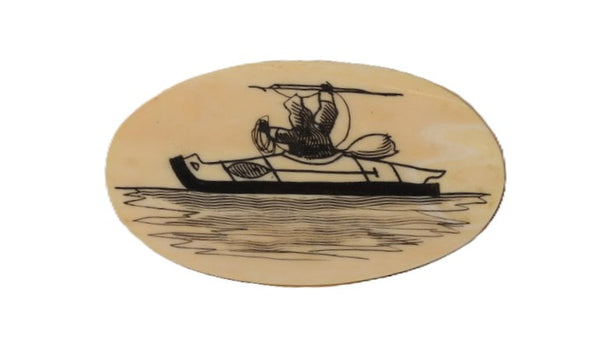 Eskimo Walrus Ivory Scrimshaw Pin