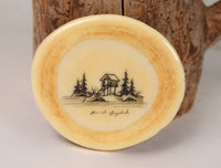 Eskimo Walrus Ivory Scrimshaw Pin