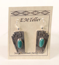Navajo Earrings - Sterling Silver High Grade Turquoise by Everett and Mary C. Teller