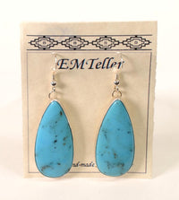 Navajo Earrings - Sterling Silver / High Grade Natural Turquoise by Everett and Mary C. Teller