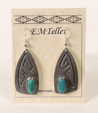 Navajo Earrings - Sterling Silver / High Grade Turquoise by Everett and Mary C. Teller