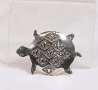 Silver Turtle Pin stamped diamond bird