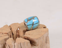 Navajo Inlaid Barrel Shaped Turquoise Bead
