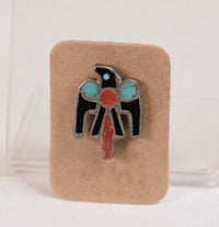 Inlay Eagle Tie Tack with Turquoise Jet Coral