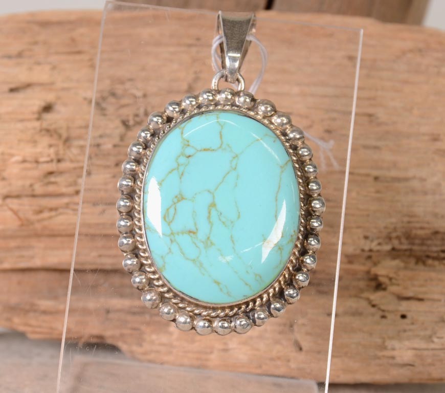 Navajo Sterling Silver Pendant with Turquoise