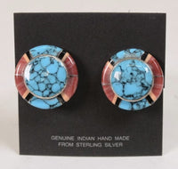 Navajo Clip Earrings: Sterling Silver with Inlay