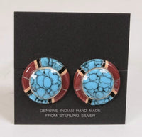 Navajo Clip Earrings: Sterling Silver with Inlay