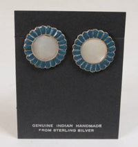 Vintage Navajo or Zuni Sterling Silver, Flower Earrings