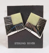 Navajo Earrings: Sterling Silver and Serpentine