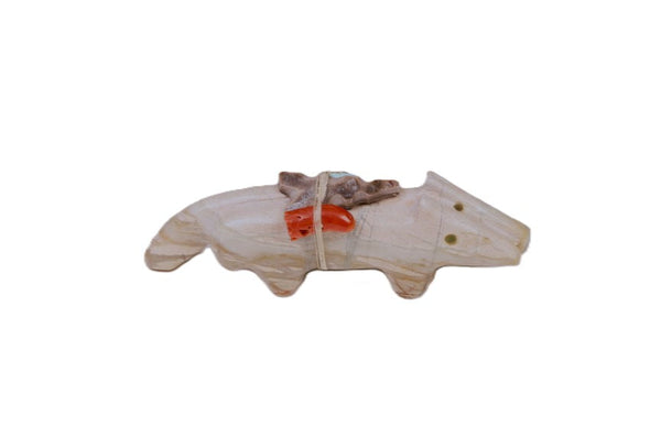 Zuni Carved Wolf Pair Fetish by Aaron and Thelma Sheche