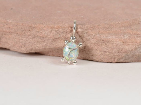 Navajo Silver Overlay Opal Stone Turtle Pendant