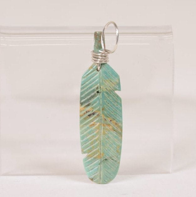 Navajo Turquoise Carved Green Pendant – Antique American Indian Art