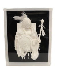 Plains Warrior Paper Cast in Plexiglas Frame by Allen Eckaran; Framed