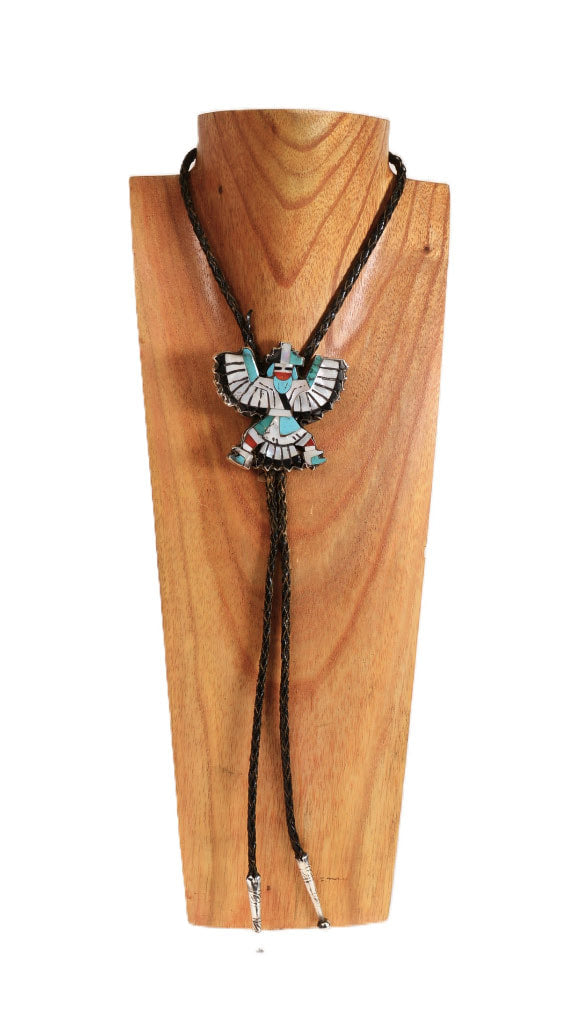Vintage Zuni Knife-Wing Inlaid Bolo Tie
