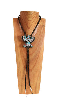 Vintage Zuni Knife-Wing Inlaid Bolo Tie