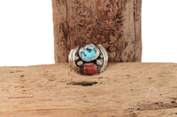 Antique Navajo Sterling Silver Ring with Hallmark and Turquoise Size: 9.5