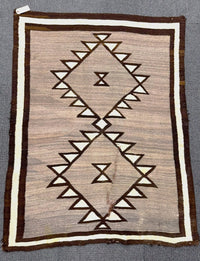 Early Navajo Rug; Two Gray Hills -  Damaged