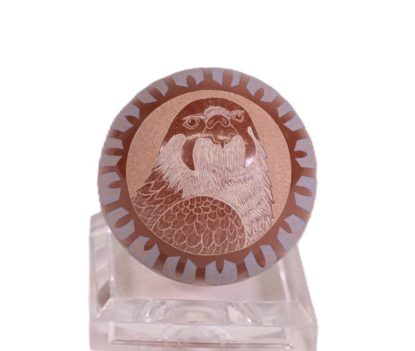 Santa Clara Pueblo Miniature Peregrine Falcon Pottery By Gregory M. Lonewolf