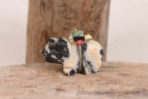 Zuni Fetish: Ram, made of Black and White Marble