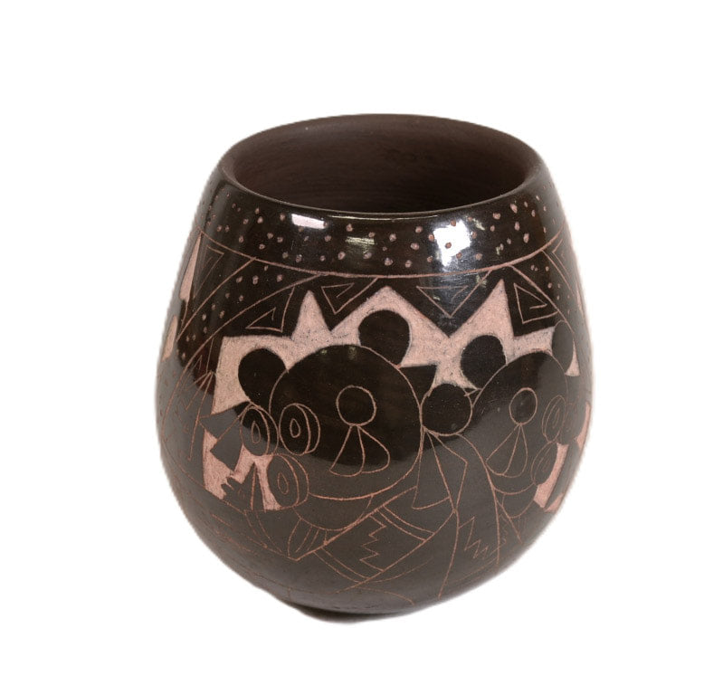 Acoma / Hopi Carved and Painted Blackware by Ergil Vallo, Sr.  (1959-2005) "Dalawepi"
