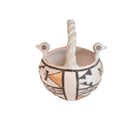 Acoma Pueblo Bird Basket Pot with Twisted Handle
