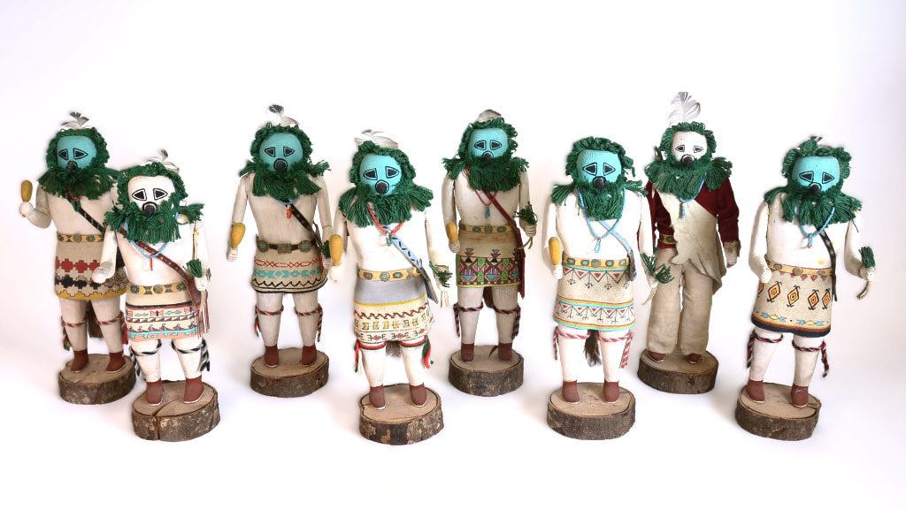 Navajo Yeibichai Carved Kachina Set of 8 Dolls