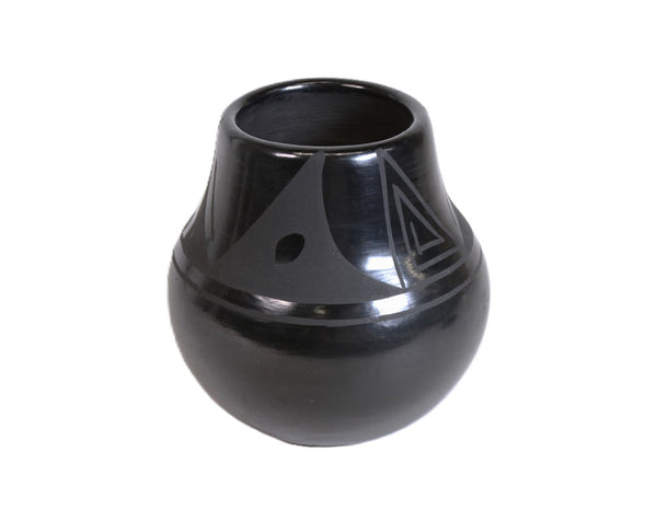 Santa Clara Pottery Black on black Jar Flora Naranjo (1915-2000)