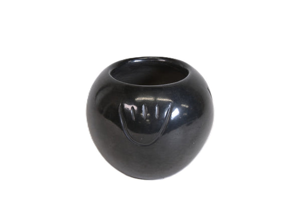 Mary Cain Santa Clara Pueblo Black Pottery with bear claw