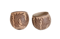 Set of 2 carved gourds - cups -  Mexico