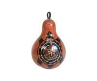Zuni Pear shaped gourd ornament; Turtle with Zuni Sunflower by Kokopelli