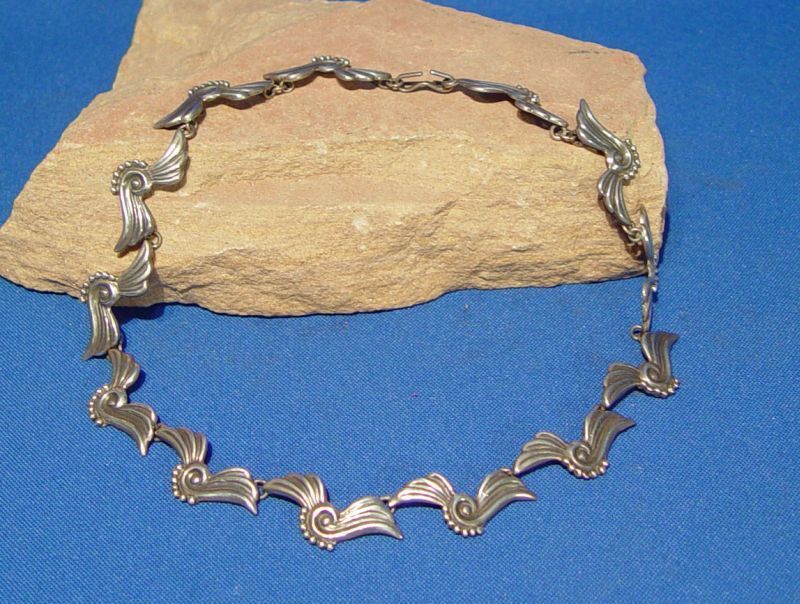 Taxco Sterling Silver Necklace by Alfredo Villasana ca 1950