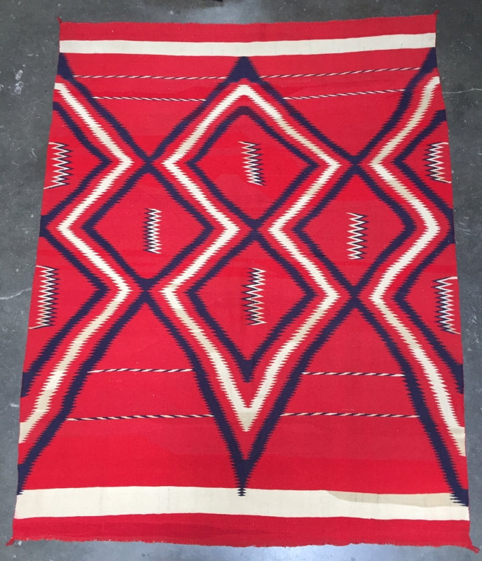 Navajo Germantown Late Classic Serape with Indigo, Wool Warp