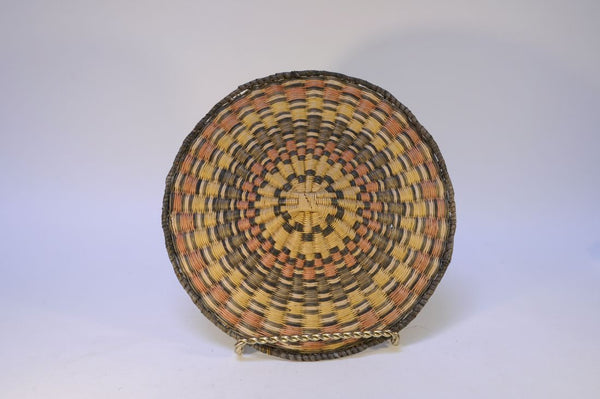 A Hopi Wicker Basket - Cloud and rain motif