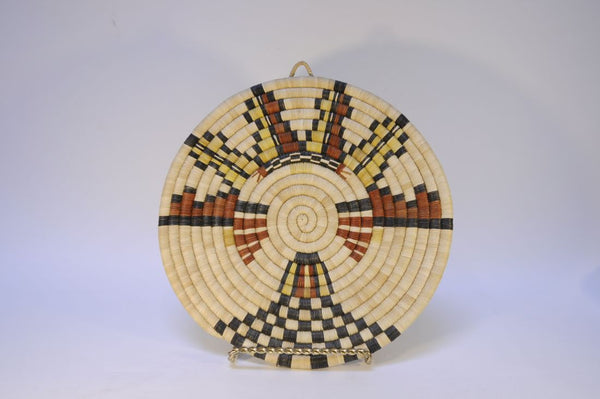 A Hopi Coiled Basket - Shalako Cloud Kachina Motif