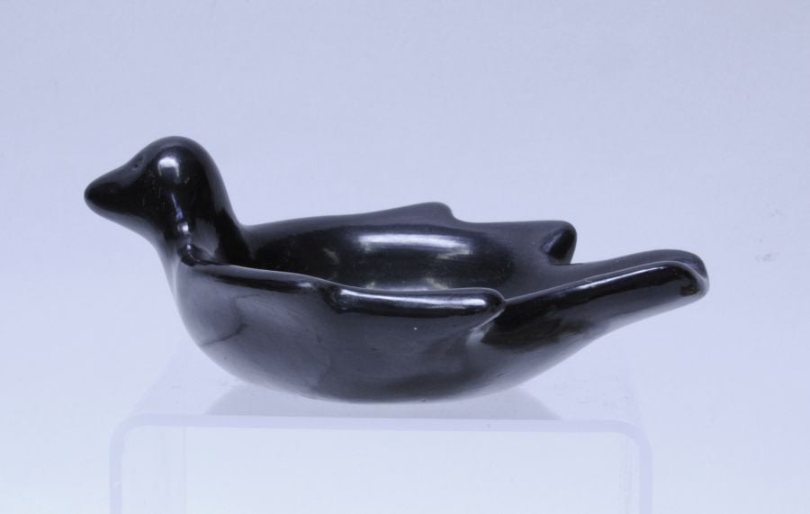 Santa Clara Pueblo Pottery Blackware Bird Dish