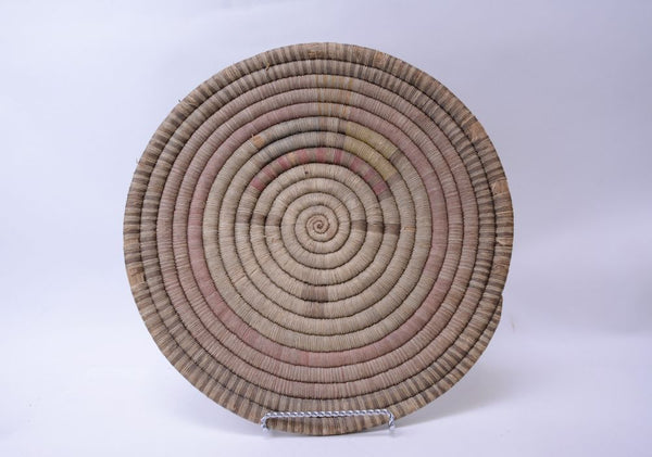 Large Hopi Coiled Flat Basket - With Kachina SunFace in center