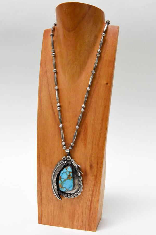 Zuni or Navajo pendant with fine large "Blue Gem" turquoise setting